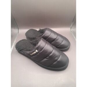 BEARPAW Puffy Fur Slipper Womens Black Puffer Slipper Shoe Size 9